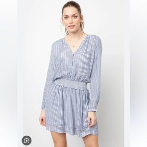 Rails Jasmine Tibet stripe Blue and White Long Sleeve Dress. Size S